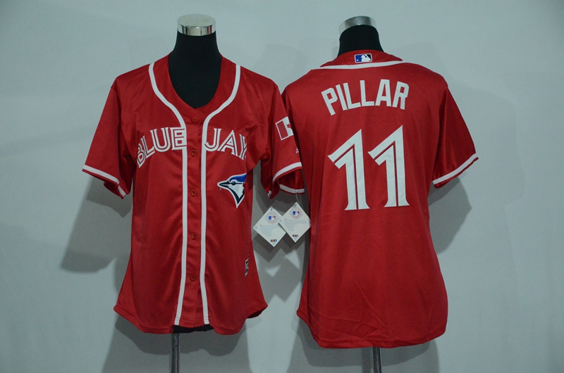 Womens 2017 MLB Toronto Blue Jays #11 Pillar Red Jerseys->->Women Jersey